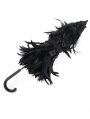 Black Gothic Vintage Ruched Feather Umbrella