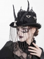 Black Gothic Skull Horn Beaded Tassel Hat