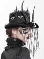 Black Gothic Skull Horn Beaded Tassel Hat