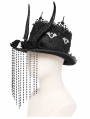 Black Gothic Skull Horn Beaded Tassel Hat