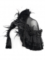 Black Gothic Feather Mesh Spliced Velvet Short Cape for Women