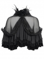 Black Gothic Feather Mesh Spliced Velvet Short Cape for Women