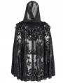 Black Gothic Floral Embroidered Feather Hooded Cloak for Women