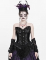 Black Gothic Beaded Lace Victorian Overbust Corset Top for Women