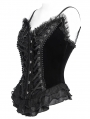 Black Gothic Beaded Lace Victorian Overbust Corset Top for Women