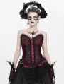 Red Gothic Beaded Lace Victorian Overbust Corset Top for Women