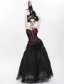 Red Gothic Beaded Lace Victorian Overbust Corset Top for Women