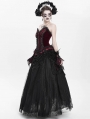 Red Gothic Beaded Lace Victorian Overbust Corset Top for Women