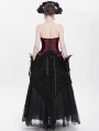 Red Gothic Beaded Lace Victorian Overbust Corset Top for Women
