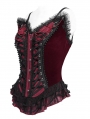 Red Gothic Beaded Lace Victorian Overbust Corset Top for Women