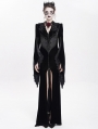 Black Gothic Embroidered Velvet Long Fishtail Dress Coat 