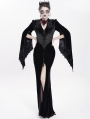Black Gothic Embroidered Velvet Long Fishtail Dress Coat 