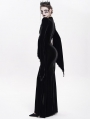 Black Gothic Embroidered Velvet Long Fishtail Dress Coat 