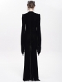 Black Gothic Embroidered Velvet Long Fishtail Dress Coat 