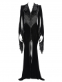 Black Gothic Embroidered Velvet Long Fishtail Dress Coat 