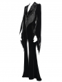 Black Gothic Embroidered Velvet Long Fishtail Dress Coat 