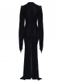 Black Gothic Embroidered Velvet Long Fishtail Dress Coat 