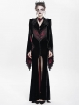 Black and Red Gothic Embroidered Velvet Long Fishtail Dress Coat