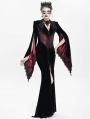Black and Red Gothic Embroidered Velvet Long Fishtail Dress Coat