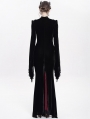 Black and Red Gothic Embroidered Velvet Long Fishtail Dress Coat