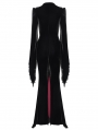 Black and Red Gothic Embroidered Velvet Long Fishtail Dress Coat