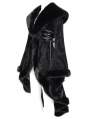 Black Gothic Floral Embroidered Fluffy Fur Coat for Women