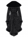 Black Gothic Floral Embroidered Fluffy Fur Coat for Women