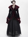 Red Gothic Floral Embroidered Fluffy Fur Coat for Women
