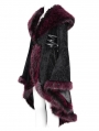 Red Gothic Floral Embroidered Fluffy Fur Coat for Women