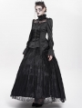 Black Vintage Gothic Jacquard Lace Paneled Long Sleeve Shirt for Women