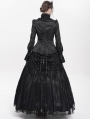 Black Vintage Gothic Jacquard Lace Paneled Long Sleeve Shirt for Women