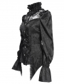 Black Vintage Gothic Jacquard Lace Paneled Long Sleeve Shirt for Women