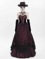 Red Gothic Floral Lace Velvet Beaded Long Slip Party Dress