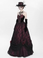 Red Gothic Floral Lace Velvet Beaded Long Slip Party Dress