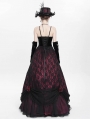 Red Gothic Floral Lace Velvet Beaded Long Slip Party Dress