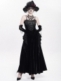 Black Gothic Lace Spliced Velvet Tassel Long Slip Dress