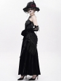 Black Gothic Lace Spliced Velvet Tassel Long Slip Dress