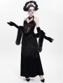 Black Sexy Gothic Halter Ruched Hollow Out Velvet Maxi Dress