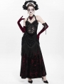Black and Red Sexy Gothic Halter Ruched Hollow Out Velvet Maxi Dress