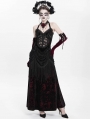 Black and Red Sexy Gothic Halter Ruched Hollow Out Velvet Maxi Dress