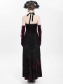 Black and Red Sexy Gothic Halter Ruched Hollow Out Velvet Maxi Dress