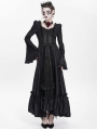 Black Vintage Gothic Embroidered Lace Ruffled Bell Long Sleeve Maxi Dress