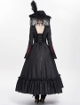 Red Vintage Gothic Embroidered Lace Ruffled Bell Long Sleeve Maxi Dress