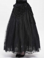 Black Gothic Beaded Embroidered Floral Layered Mesh Long Skirt