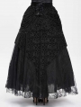 Black Gothic Beaded Embroidered Floral Layered Mesh Long Skirt