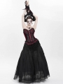 Black Gothic Beaded Embroidered Floral Layered Mesh Long Skirt