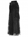 Black Gothic Beaded Embroidered Floral Layered Mesh Long Skirt