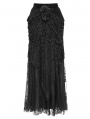 Black Gothic Beaded Embroidered Floral Layered Mesh Long Skirt