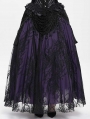 Black and Purple Gothic Beaded Embroidered Floral Layered Mesh Long Skirt