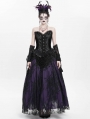 Black and Purple Gothic Beaded Embroidered Floral Layered Mesh Long Skirt